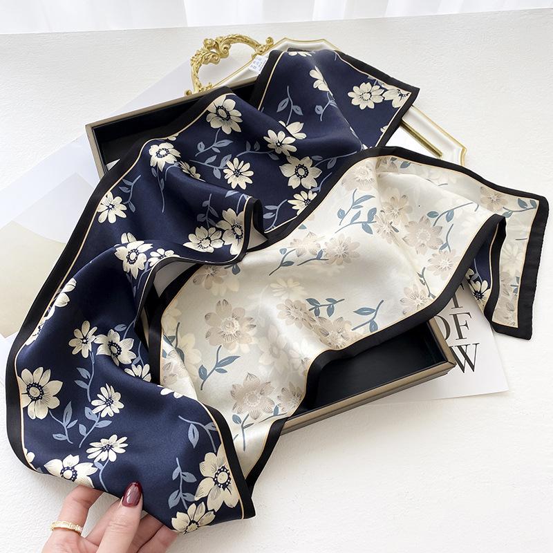 Chinese style flower double-sided two-color mulberry silk double-layer silk scarf women s long scarf streamer shirt 150*15cm