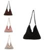Corduroy Strawberry Print Tote Bag With Magnetic Closure For Daily Use