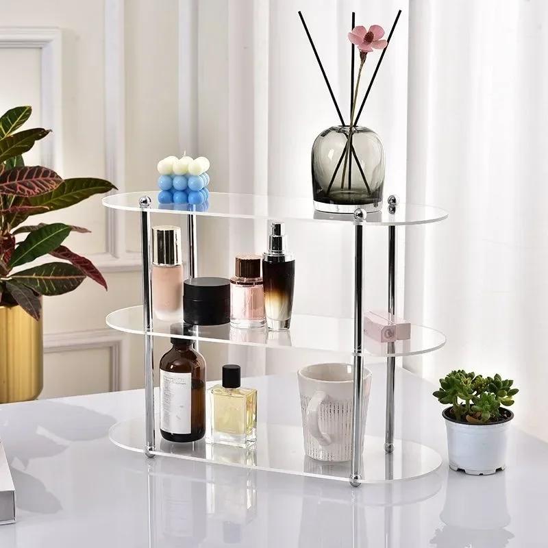 1PC Acrylic Desktop Storage Rack 2/3layer Multifunctional Organizer Ins Style Water Cups Perfume Cosmetics Jewelry Display Frame