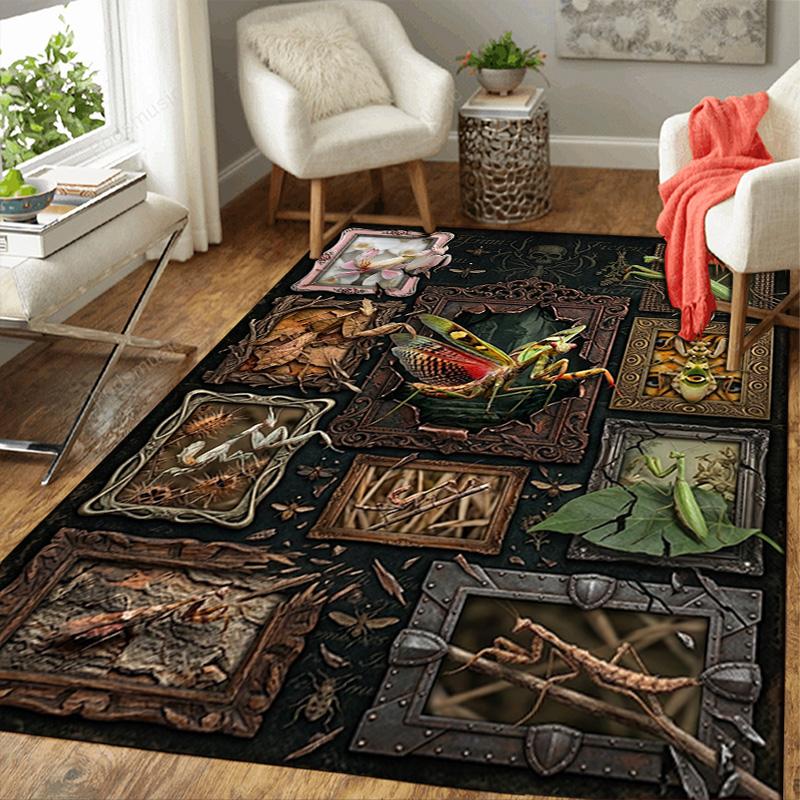 Insect Collage Pattern Rug Floor Mat for Living Room or Bedroom Soft and Comfortable Carpet a Gift for Birthday and Holiday.