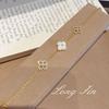 Retro Wishing Pool White Shell Pink Shell Flower Pull-Up Bracelet High-End Simple And Versatile Jewelry