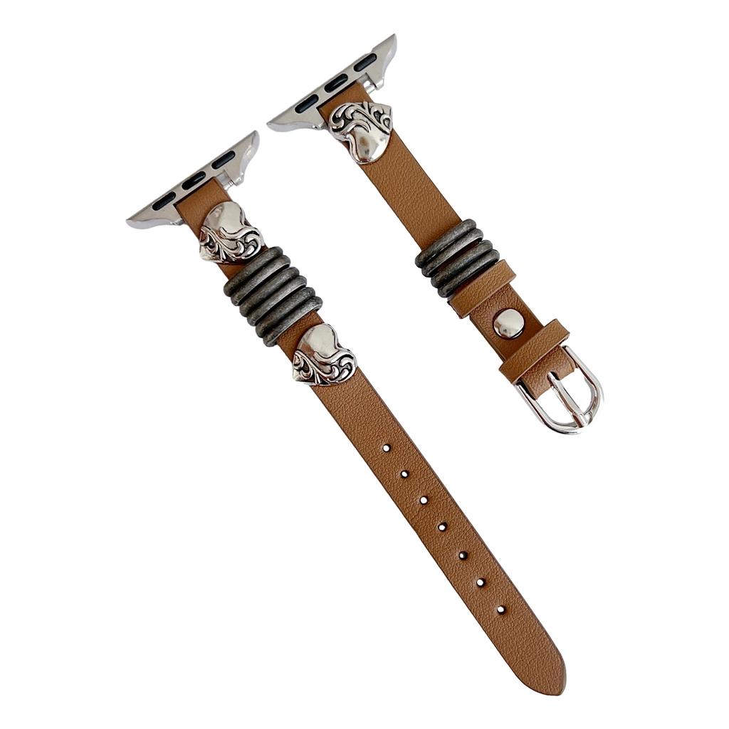 Leather Watch Band for Apple Watch Series 10 42mm/9 8 7 41mm/SE (2023) SE (2022) SE 6 5 4 40mm/3 2 1 38mm Heart Shape Adjustable Strap