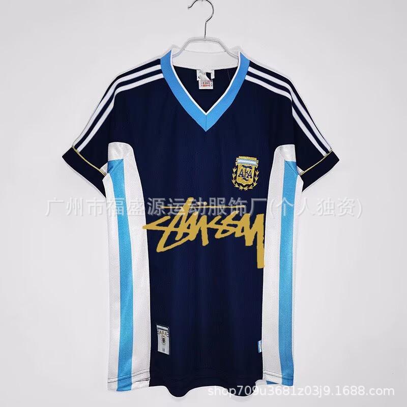 Retro Jersey Brazil Argentina Germany England Portugal Spain Signature Short Sleeved Football