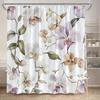 1Pc Orchid Watercolor Shower Curtain - Polyester Fabric, Machine Washable, With Hook, Suitable For Bathroom Decoration