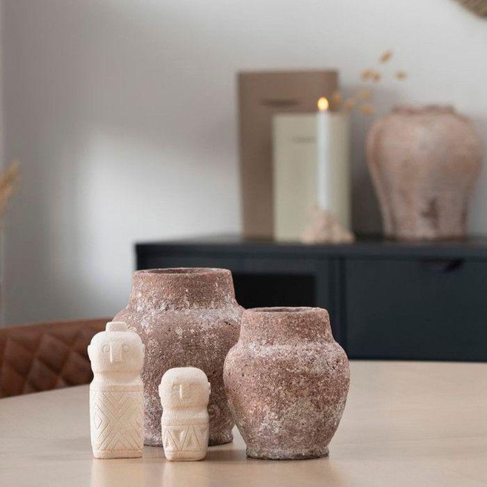 Dekorationsfigur aus beigem Zement 5,5 x 5,5 x 10 cm