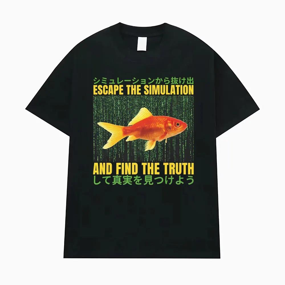 Escape the Simulated World Seek the Truth Funny Japanese Style Graphic TShirt  Unisex Classic Oversized Mens Tshirts S