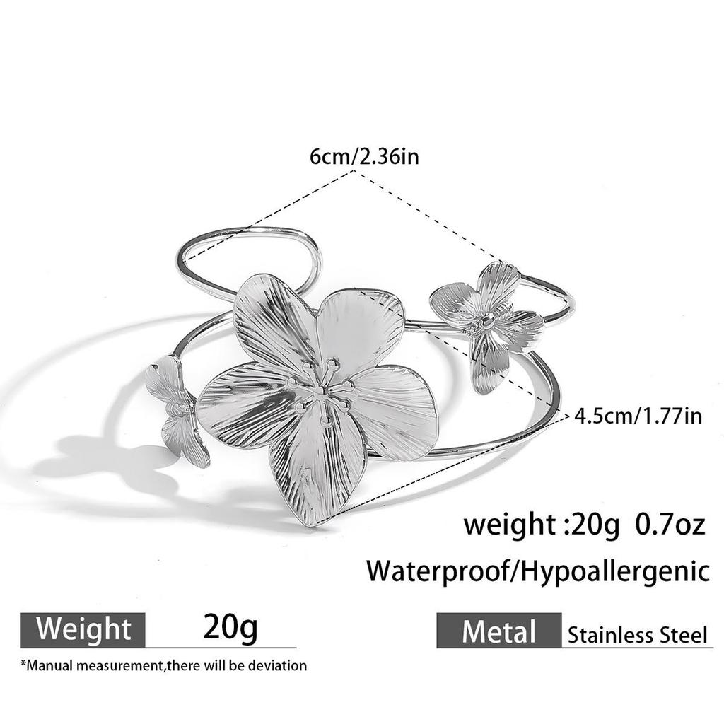 European & American Ocean Style Stainless Steel Bracelet with Starfish, Seashell, Coral Flowers, and Natural Stone Bangle Hand Jewelry.