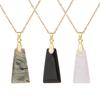 Natural Stone Pendant Jewelry Making DIY Necklace Earrings Accessories Gift Trapezoid Shape Safe Luck Tag Natural Stone Necklace