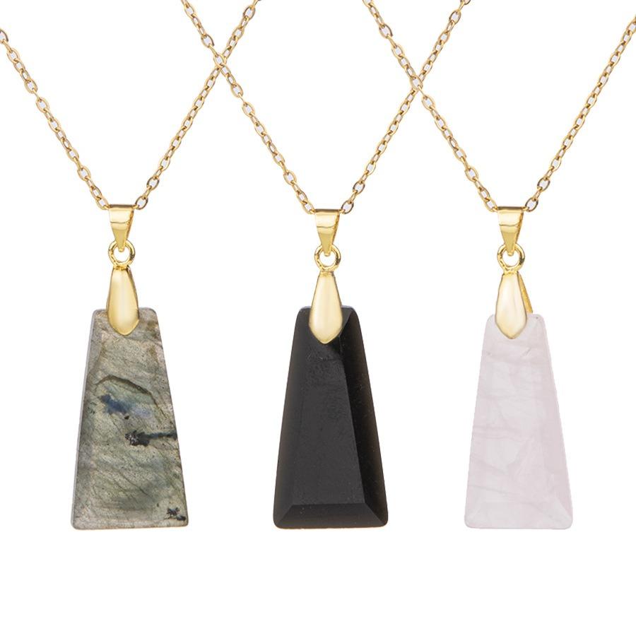 Natural Stone Pendant Jewelry Making DIY Necklace Earrings Accessories Gift Trapezoid Shape Safe Luck Tag Natural Stone Necklace