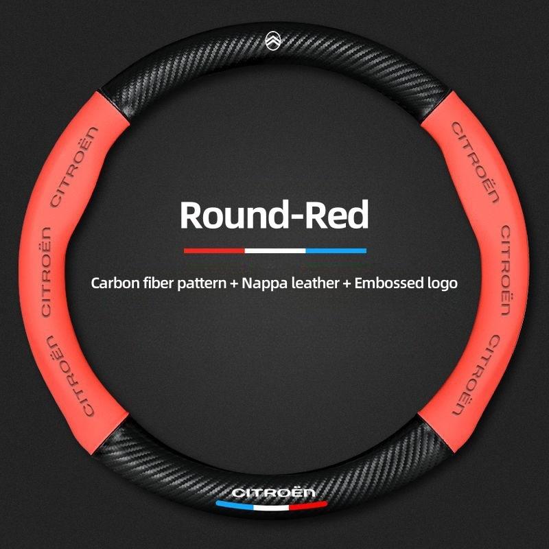 For Citroen C1 C2 C3 C4 C5 C6 VTS Xsara C-Crosser C-Elysee Berlingo Jumpy Carbon fiber Car Steering Wheel Cover Auto Accessories