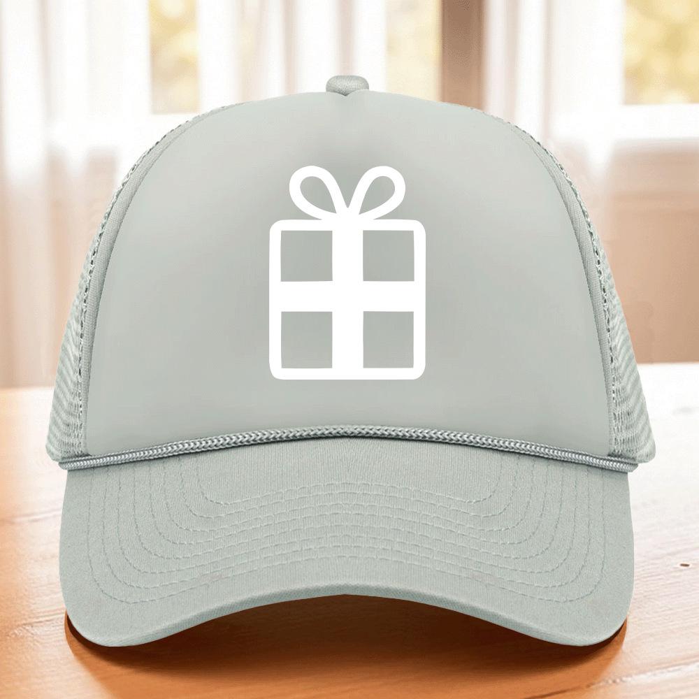 Christmas-Themed Sponge Mesh Trucker Cap with Stamped Logo and Sunshade