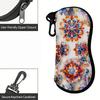2D-Vintage Bohemian Floral Print Sunglasses Case, Decorative Mandala Pattern Eyewear Pouch, Protective Zipper Glasses Holder for Women Travel Gift