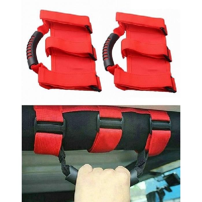 2x Top Roof Roll Bar Grab Grip Handles for Jeep Wrangler CJ YJ TJ JK JKU JL Red