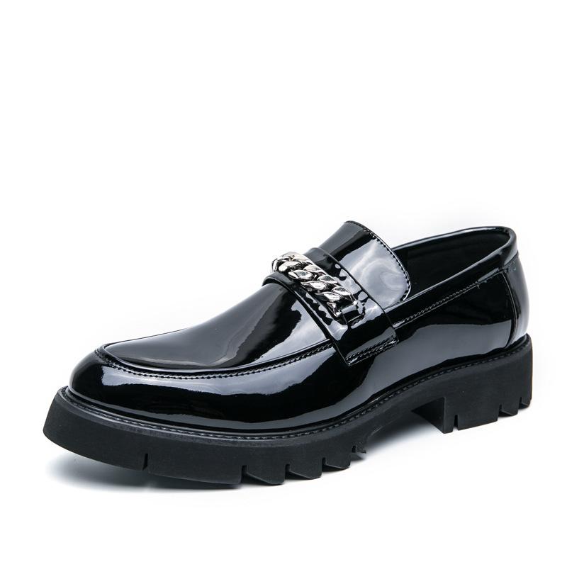 Men's shoes loafers fashion 46 large size new business dress leather shoes trend British style glossy overshoes