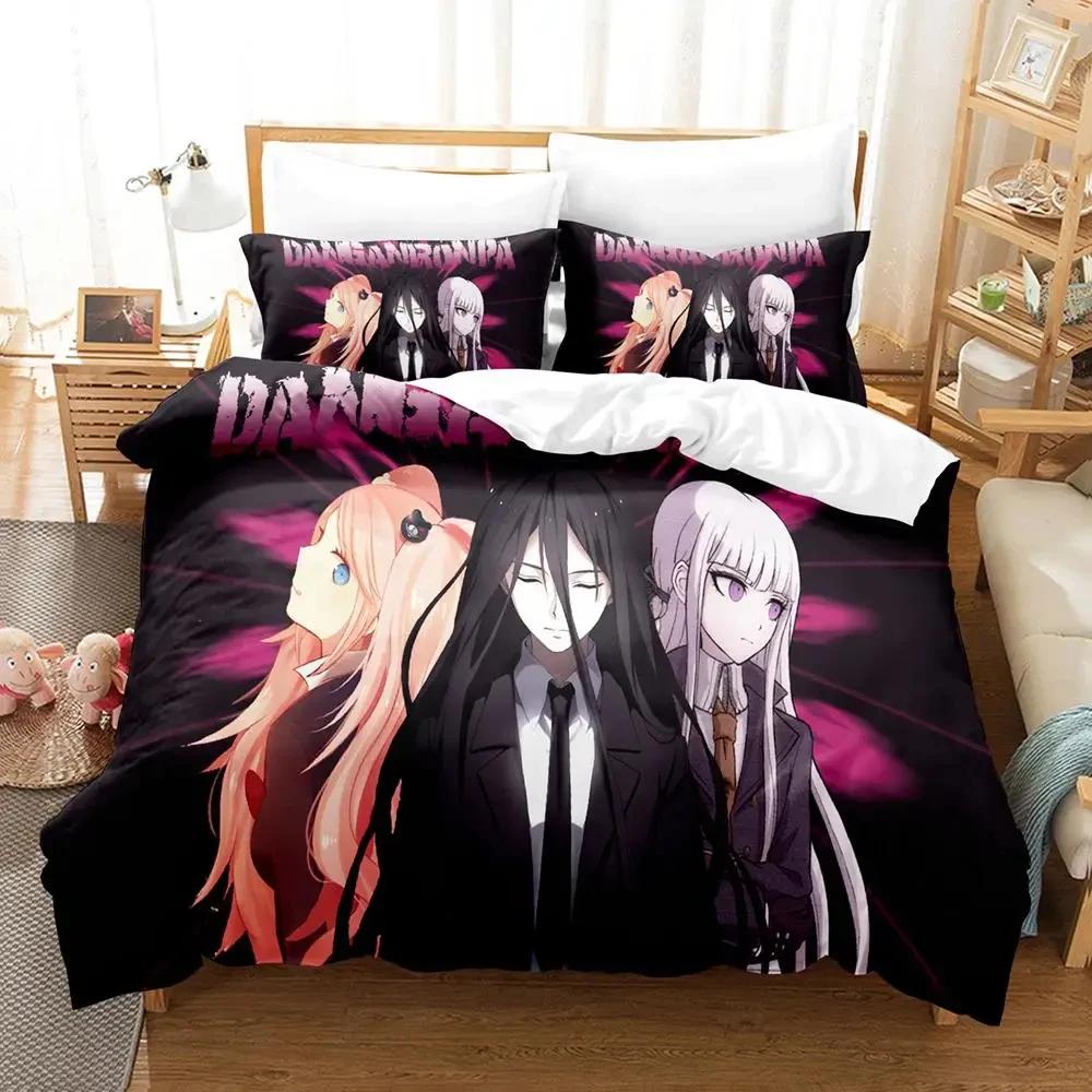 Danganronpa V3 Duvet Cover Set for Adults Boys 3 Piece Cartoon Anime Bedding Set Bedroom Y2k Quilt Cover Pillowcase