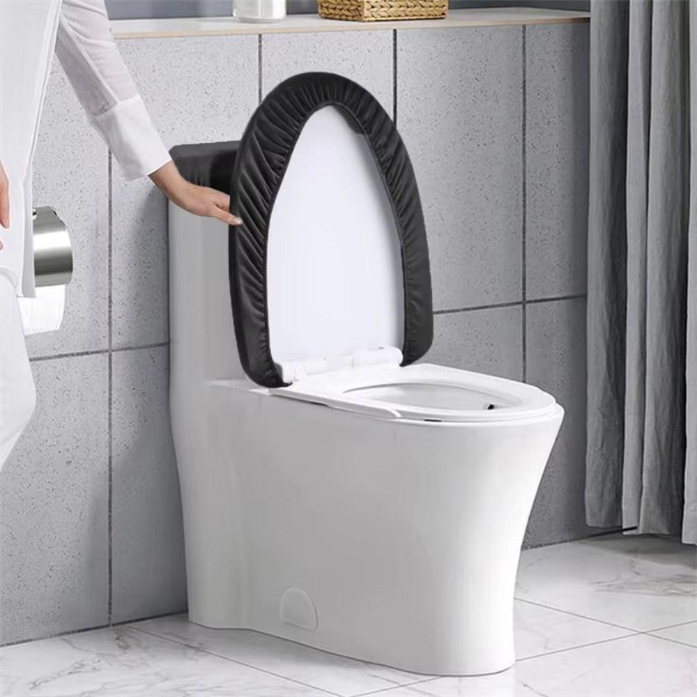 2Pcs/Set Solid Color Toilet Seat Cover Thickened Soft Touch Toilet Lid Cover Dustproof Universal Tank Lid Cover Home Bathroom