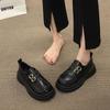 Small leather shoes women's British style spring and autumn new retro round head jk single shoes college style thick sole