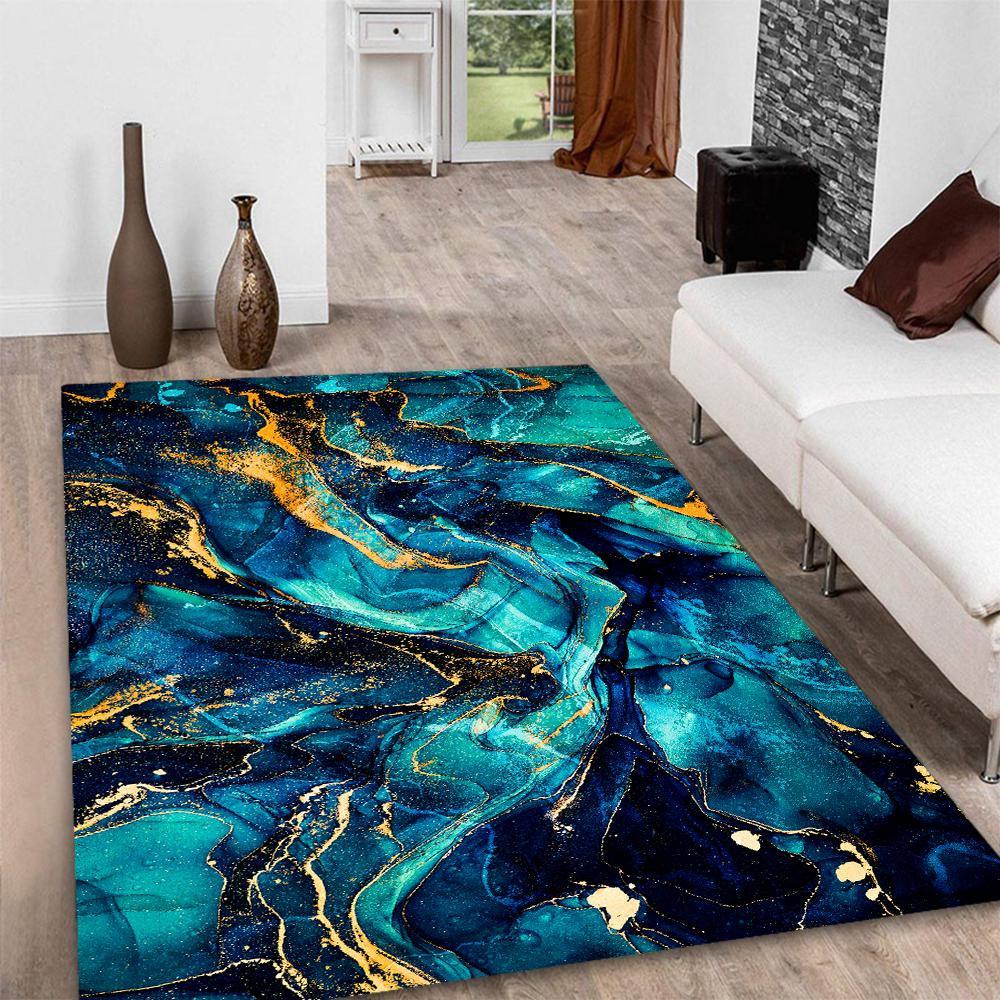 Blue Marble Carpet for Living Room Luxury Home Decorations Sofa Table Large Area Rugs Bedroom Bedside Foot Pad Non-slip Mat