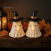 Bauernhaus Stil Herbst Dekoration Hexenhut Geist Teelicht Kerzenhalter, Vintage Harz Halloween Tischdeko Rustikal Pastoral Thema Ornamente mit Warm