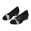 2025 Spring Rhinestone Suede Women's Medium Heel Soft Leather Shoes - Comfortable, Pointed Toe
