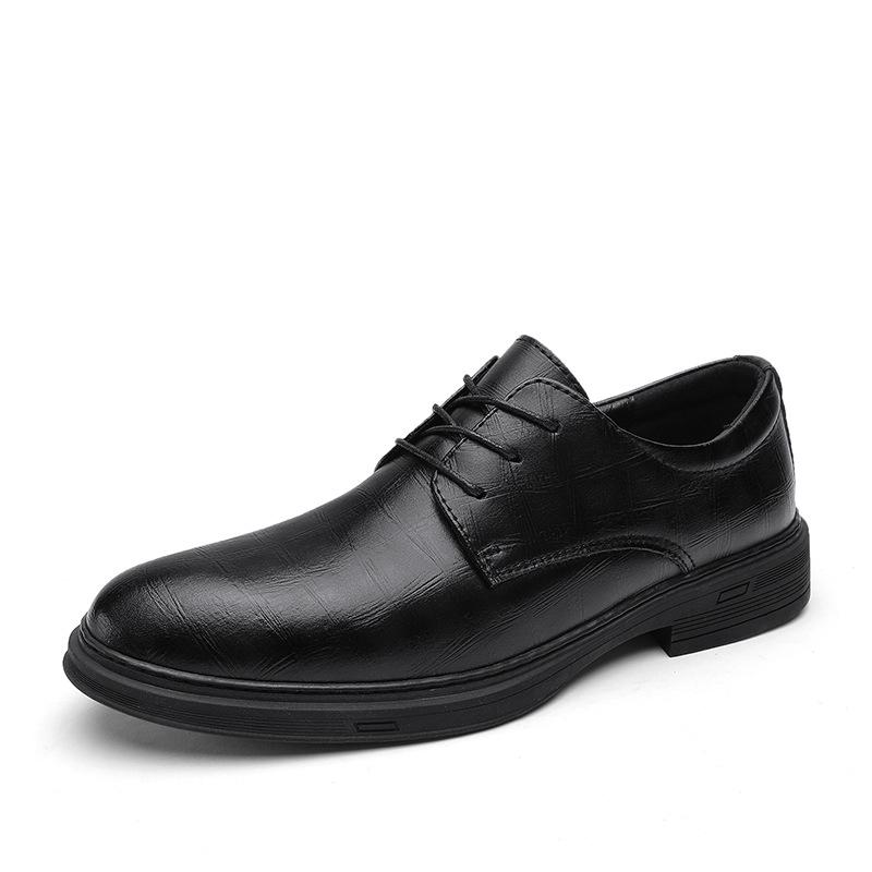 Autumn Men s Casual Leather Shoes - Trendy Korean & British Style, Plus Size Available 38 чёрный