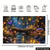2D Enchanted Forest Backdrop, Magical Night Mushroom & Butterfly Photography Background