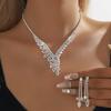 3PC Women's Fashion Design Leaf Necklace Earrings Zircon Set, Suitable for Wedding, Party, and Festival Gifts
