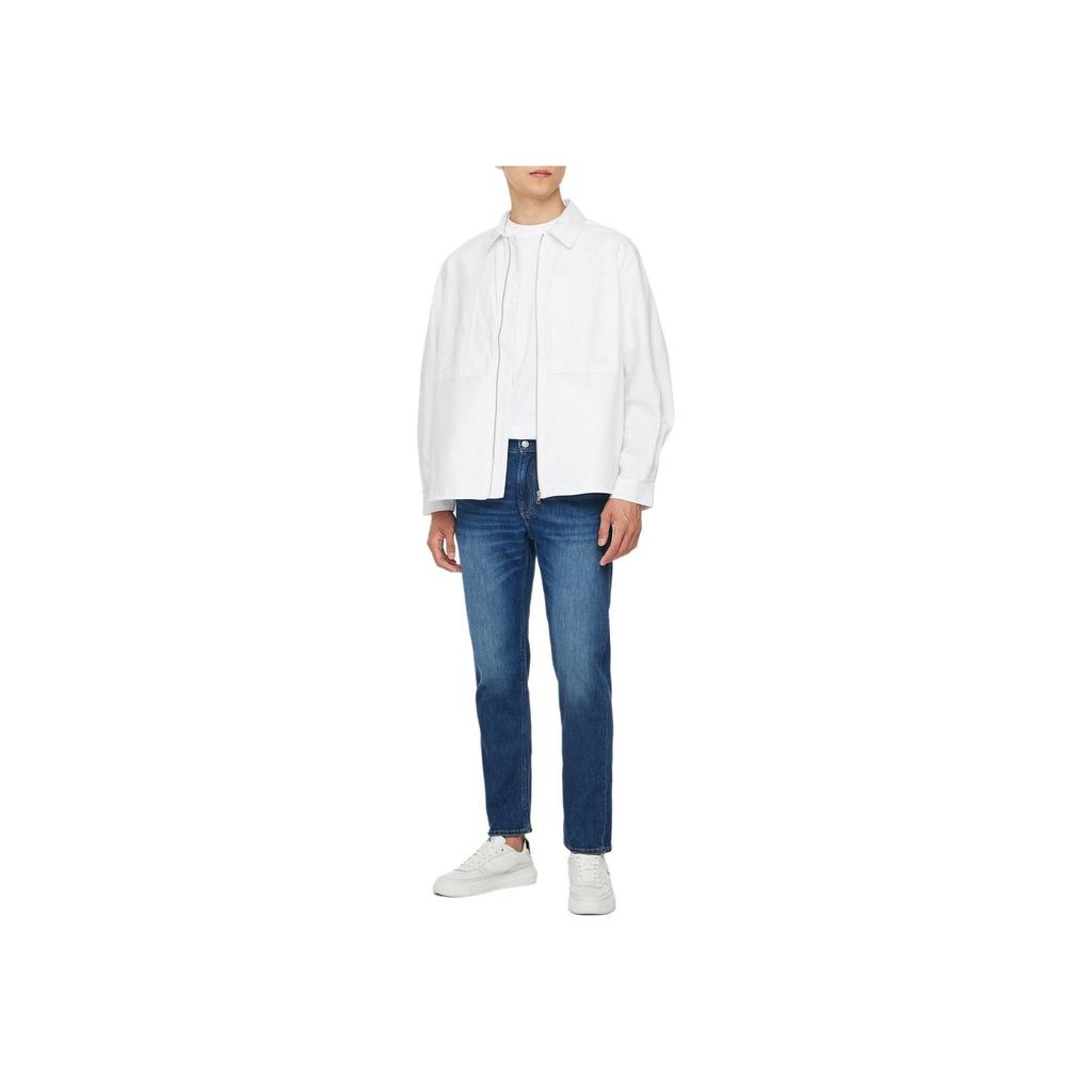 Calvin Klein Solid Cool Linen Shirt Jacket Men Jackets White J326063-YAF