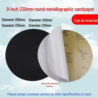 Silicon Carbide 230MM Round Adhesive Sandpaper for Metallographic and Hardware Polishing - Dry/Wet Fine Sand