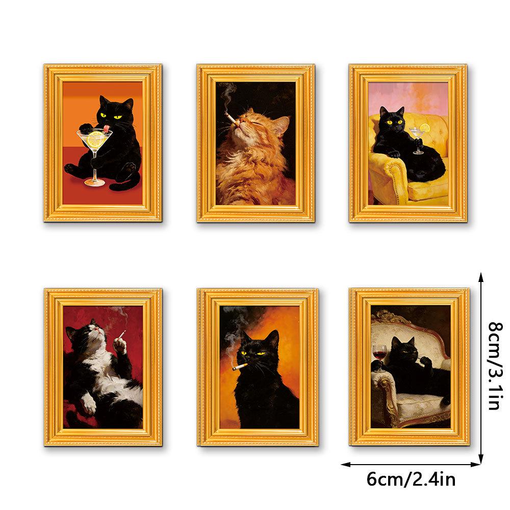 Quirky Black Cat 3D Wooden Photo Frame Magnet Decor