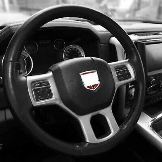 Soft Red Carbon Fiber Steering Wheel Center Cover Trim for Dodge Ram 1500 10-15