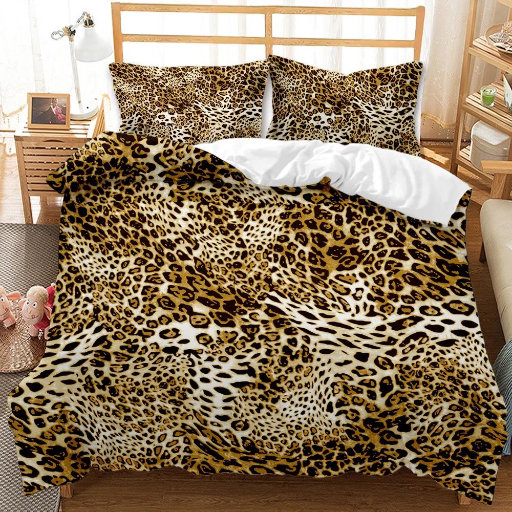 Leopard Print Duvet Cover Set Twin Full Adults Cheetah Leopard Africa Animal Bedding Set Queen King Size Polyester Qulit Cover