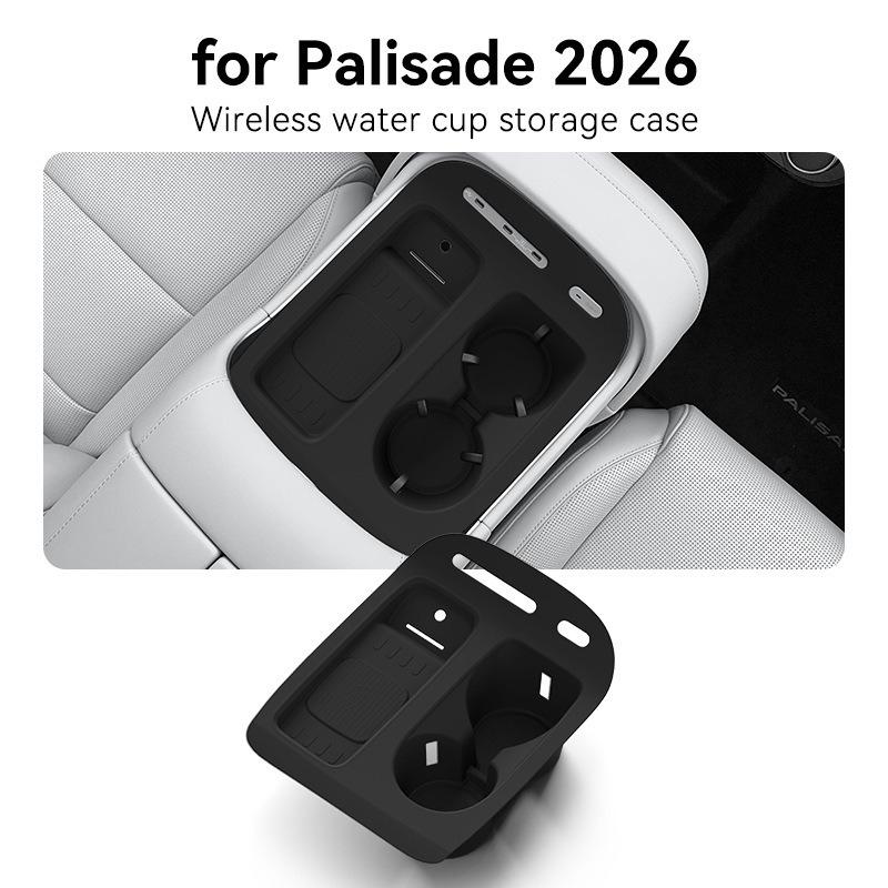 

Water Cup Holder Storage Tray Organizer For Hyundai Palisade 2026 With Non-slip Mat Central Console Protective Pad Accessories чорний