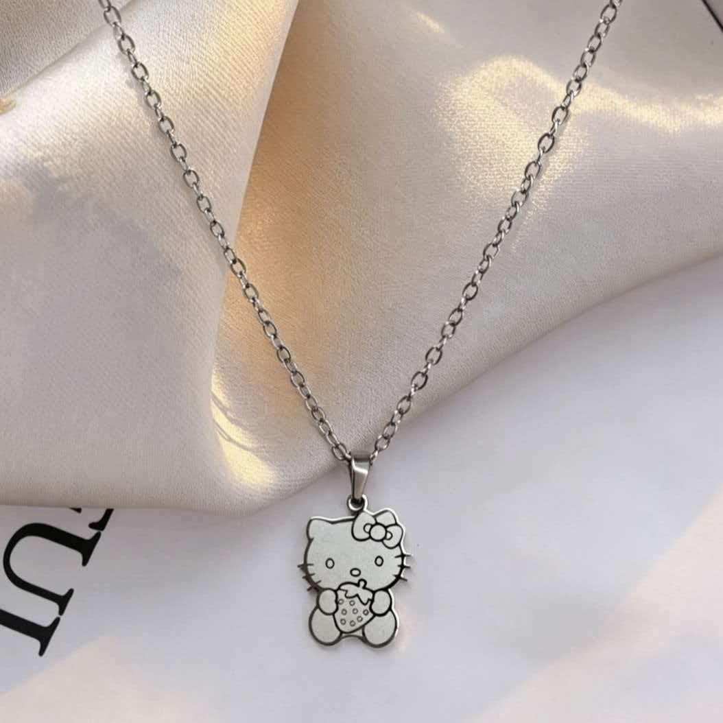 Personalized Cute Cat Necklace: Creative Titanium Steel, Fresh and Simple Clavicle Chain for Women, Versatile College Style серебряный
