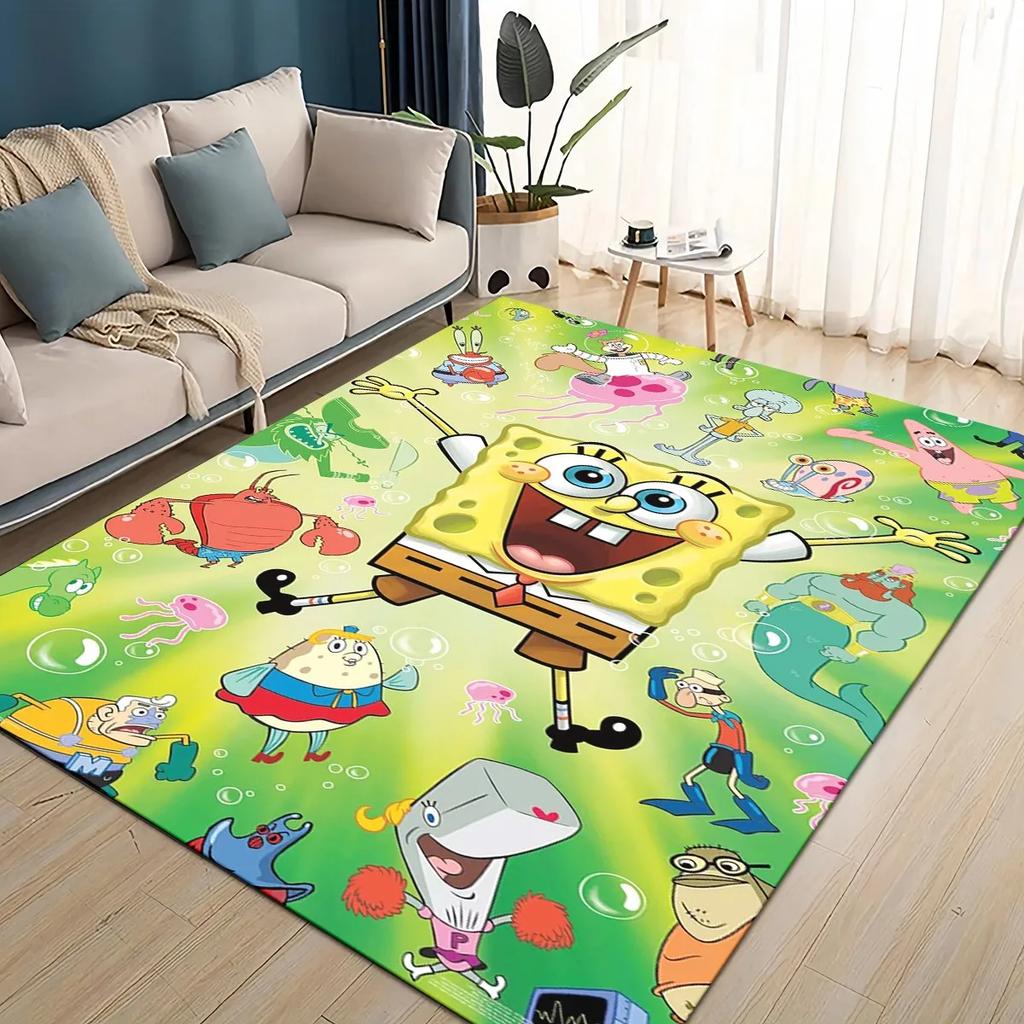 3D Cartoon S-SpongeBob Funny Area Rug,Carpet Rug for Living Room Bedroom Sofa Doormat Decoration,kids Non-slip Floor Mat