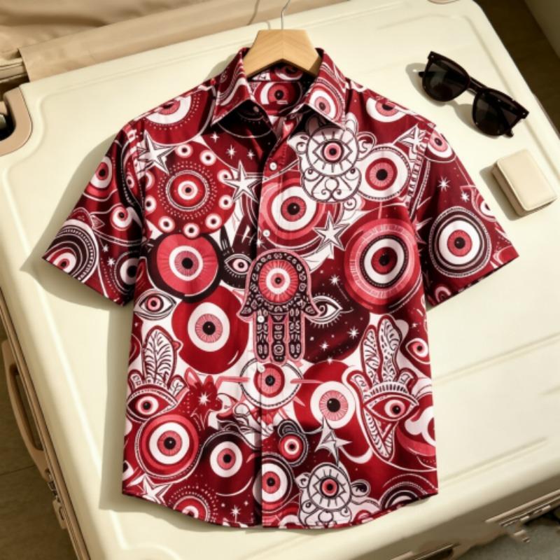 Dreamy Art Pattern Printing Shirt Hawaiian Beach Vacation Clothing Men's Street Style Shirt Daily Men's and Women's Shirt