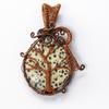 100 ct Natural Dalmatian Jasper Round Pendant Copper Wrapped Gemstone Jewelry Gift