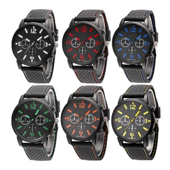 Quartz Watch Portable Adjustable Male Breathable Hollow Holes Sports Watch for Outdoor