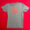 T-Shirt Grafica da Uomo Volcom Grigia skater Logo Sunburst Arancione Skate Tee Taglia L y2k