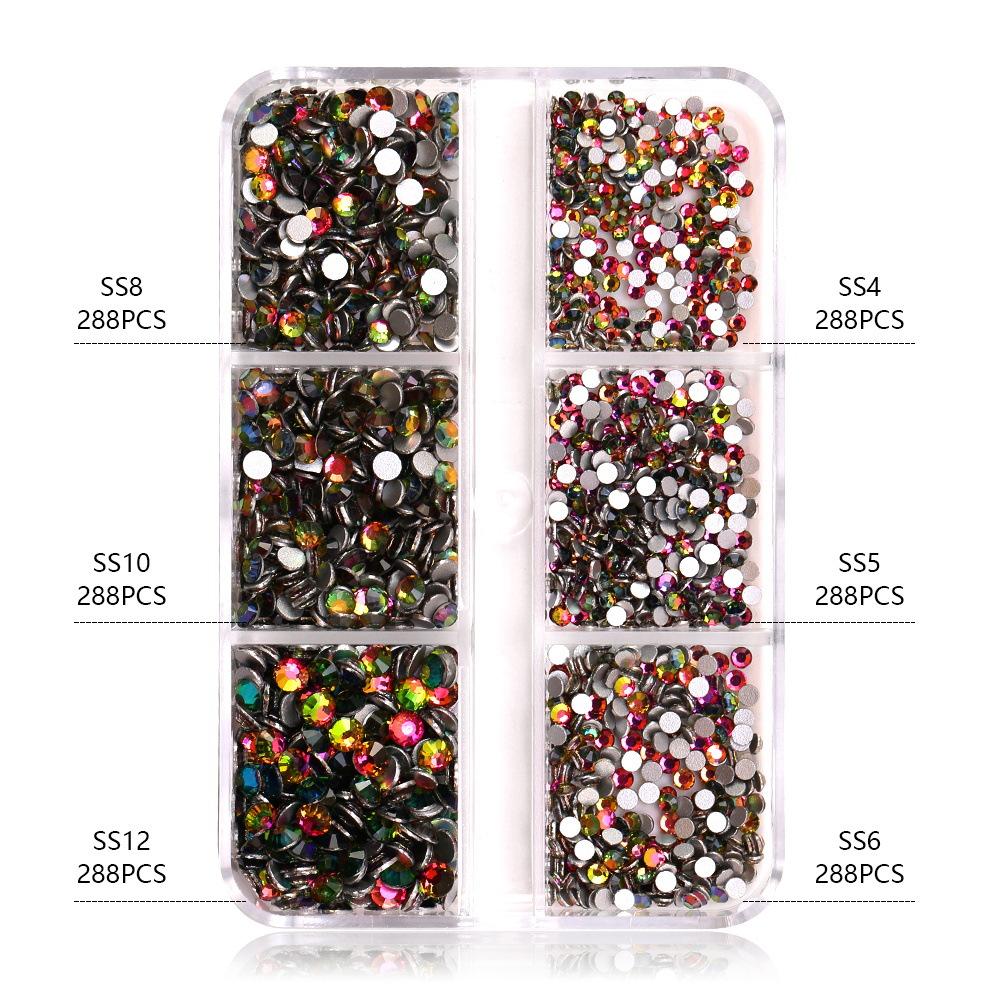Ss4-Ss12 Boxed Nail Art, Flat Bottom Rhinestone Diy Nail Art Diamond Nail Decorative Accessories 1728 Pcs