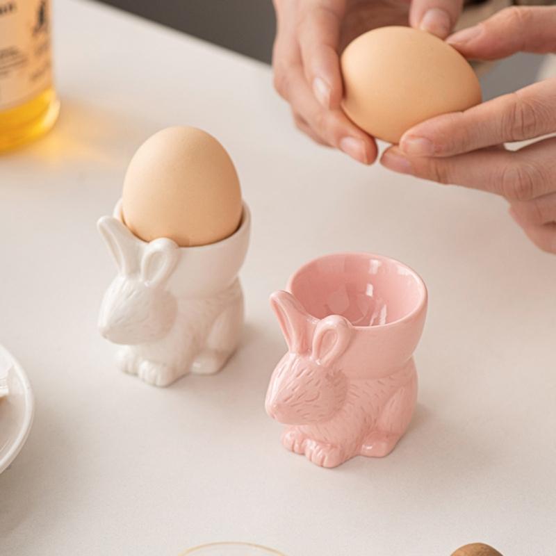 Weißes Porzellan Ostern Hase Eier Tasse Keramik Frühstückshalter für Feiertags- und Alltagsgebrauch Esstischdekoration