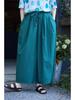 Women's Summer Lightweight Retro Blue Cotton Carrot Pants