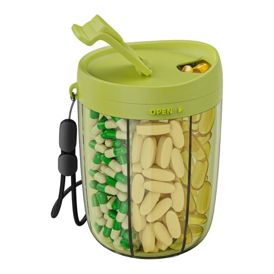 Pill Bottle Organizer Large Capacity Multiple Compartments Transparent Design Wide Opening Pill Box Medicine Tablets Organizer