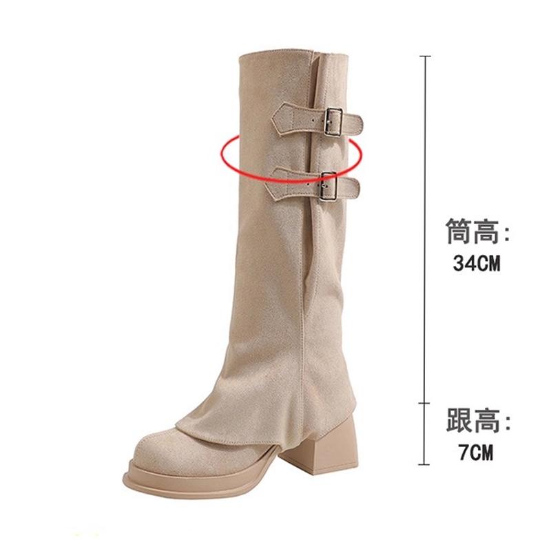 Fashion High Heels Women High Boots Chunky Designer Shoes Fashion Woman Pumps 2025 Autumn Dress Walking Casual Goth Chelsea Botas Mujer