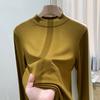 Long-sleeved t-shirt women's summer wear new slim-fitting and thin threaded bottoming shirt, basic small stand-up collar top for outer wear
