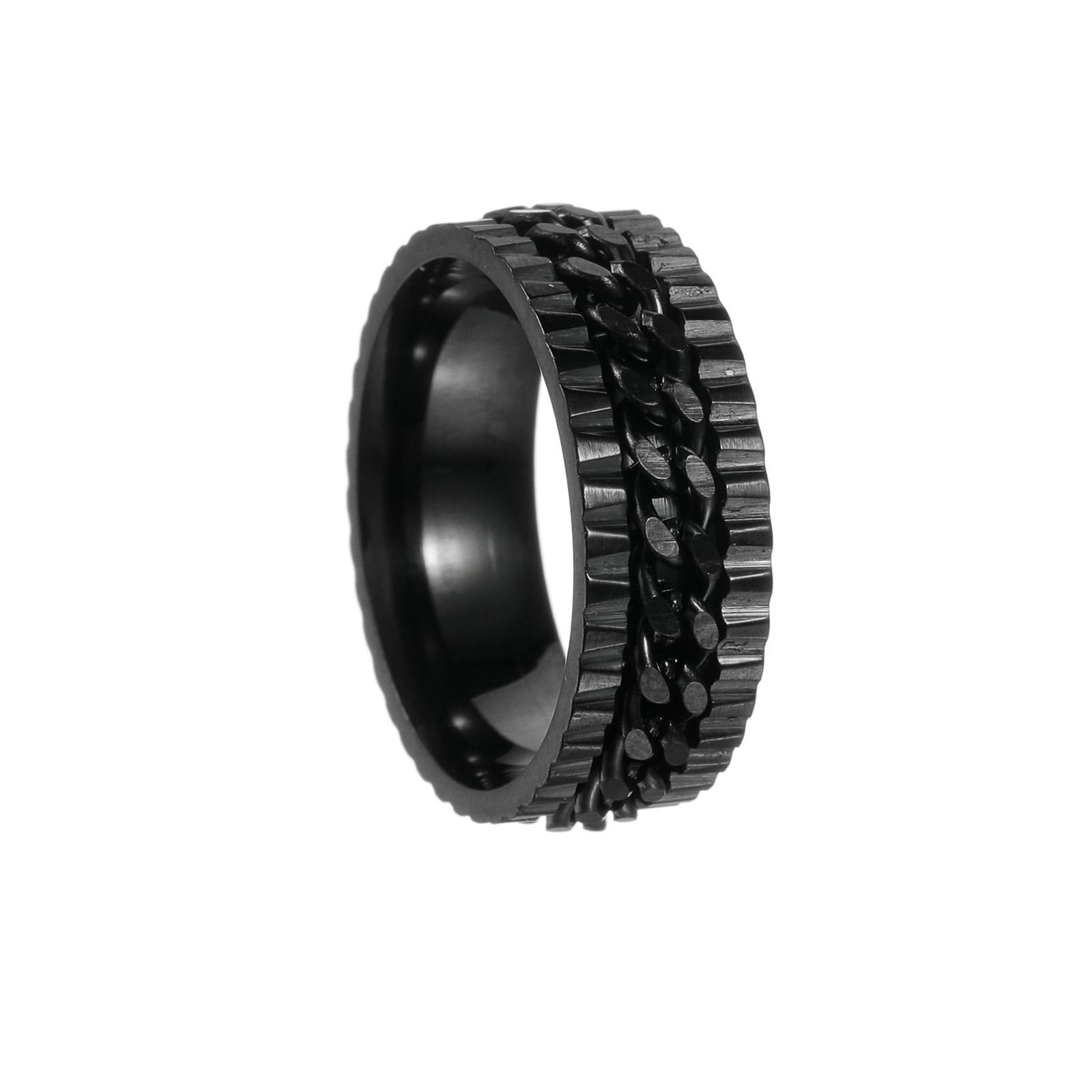

Men s Fashionable Stainless Steel Chain Ring Trendy Hypoallergenic for Everyday Wear 12 чорний