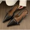 Fashion Pointed Toe Buckle Strap Ladies Sandals Gold Shallow Fashion Sexy Party Slingbacks 2026 Summer High Heeled Shoes Woman