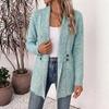 Women's Casual Double-Breasted Open Cardigan Sweater with Decorative Belt, Mid-Length Relaxed Fit for Everyday Wear