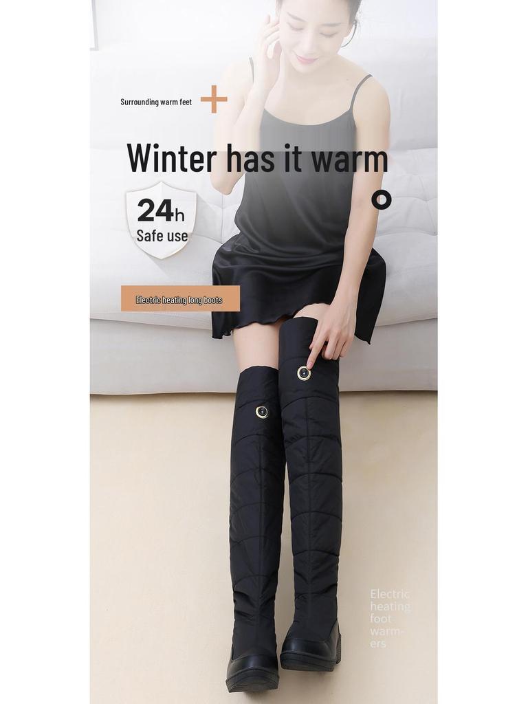 Electric Heated Over-the-Knee Boots with Intelligent Temperature Control - Winter Warm Plush Cotton, Outdoor Antifreeze Footwear