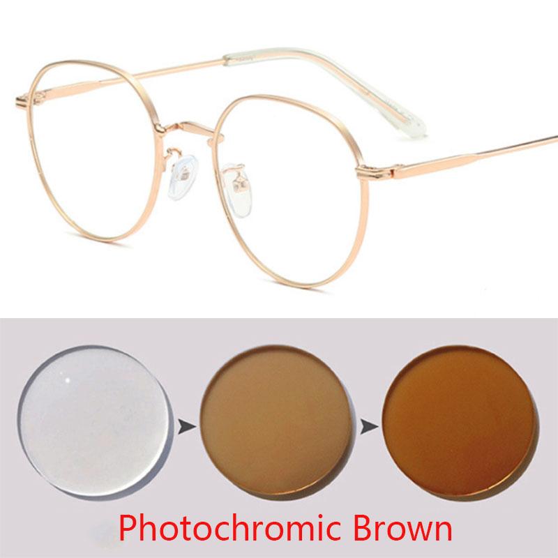 Blue Light Blocking Oval Nearsighted Eyeglasses Women Metal Round Short Sight Eyewear Prescription Spectacles 0 -0.5 -0.75 To -6